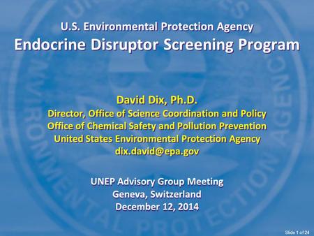 UNEP Advisory Group Meeting Geneva, Switzerland December 12, 2014