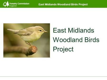 East Midlands Woodland Birds Project East Midlands Woodland Birds Project.