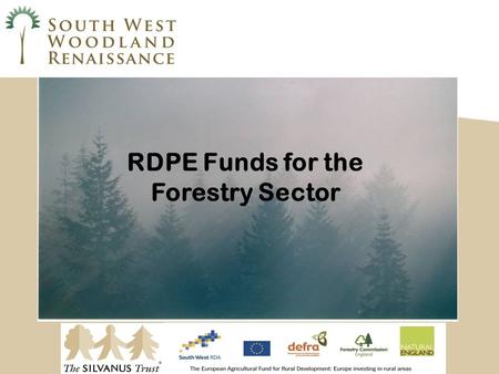 RDPE Funds for the Forestry Sector. What SW Woodland Renaissance? Woodland Renaissance is a partnership of private and public enterprises, working to.