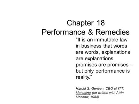 Chapter 18 Performance & Remedies
