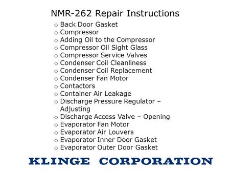 NMR-262 Repair Instructions
