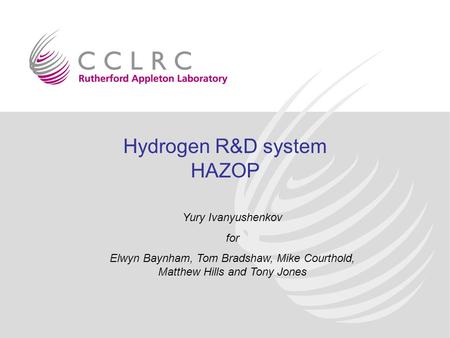 Hydrogen R&D system HAZOP