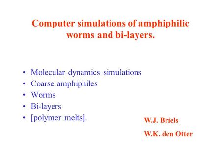 Computer simulations of amphiphilic worms and bi-layers.