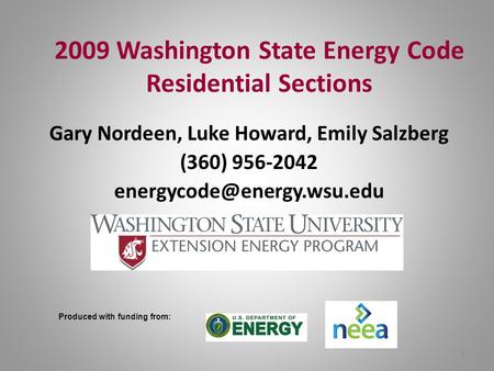 2009 Washington State Energy Code Residential Sections