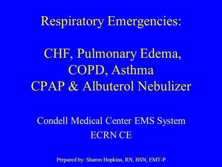 Condell Medical Center EMS System ECRN CE