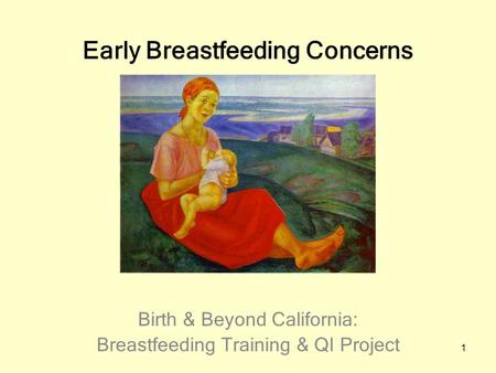 1 Early Breastfeeding Concerns Birth & Beyond California: Breastfeeding Training & QI Project.