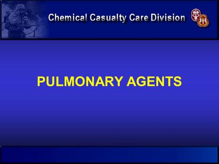 PULMONARY AGENTS Welcome to the Pulmonary Agents lecture. This is one of a series of lectures on the medical management of chemical casualties presented.