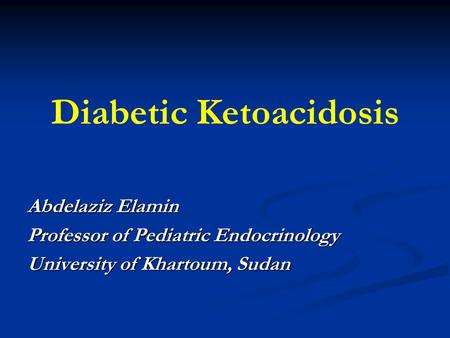 Diabetic Ketoacidosis
