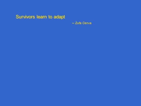Survivors learn to adapt – Zufa Cenva Survivors learn to adapt – Zufa Cenva.
