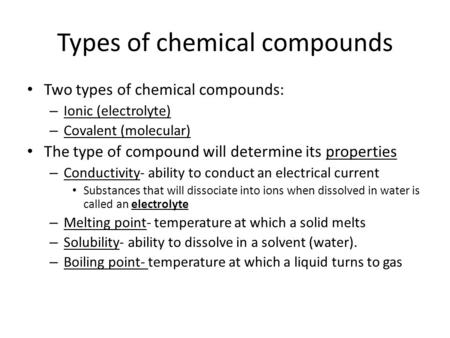 Types of chemical compounds