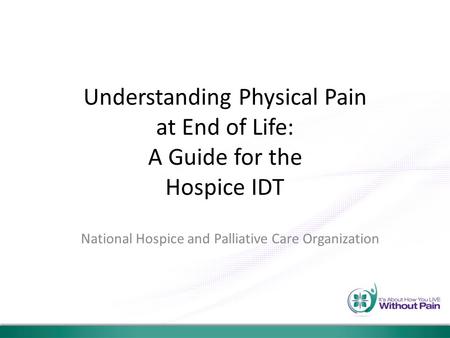 Understanding Physical Pain at End of Life: A Guide for the Hospice IDT National Hospice and Palliative Care Organization.