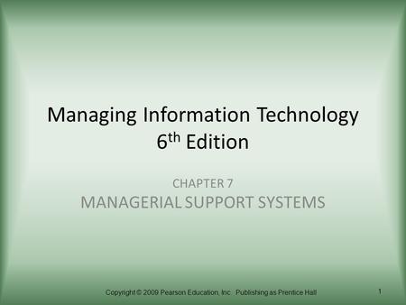 Managing Information Technology 6th Edition