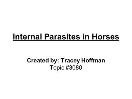 Internal Parasites in Horses