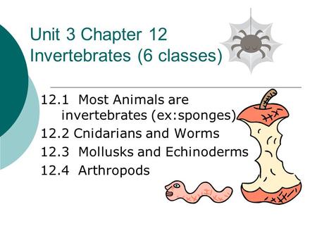 Unit 3 Chapter 12 Invertebrates (6 classes)
