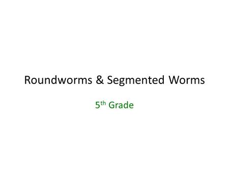 Roundworms & Segmented Worms 5 th Grade. Roundworms *live in any moist environment: --the beach --forest soils --Antarctic sands --pools of super hot.