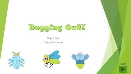 Paige Ferry 2 nd grade Science Next Introduction To Bugs  Ants, Caterpillars and Bees…. Oh, my! Get ready to learn about all things creepy and crawly!