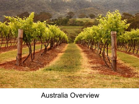 Australia Overview. Wine Regions World's fourth largest exporter of wine with approximately 750 million liters a year –40% of production consumed domestically.