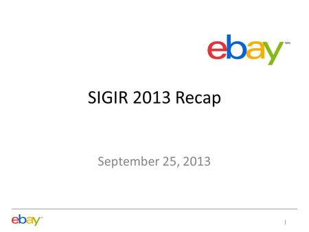 SIGIR 2013 Recap September 25, 2013.