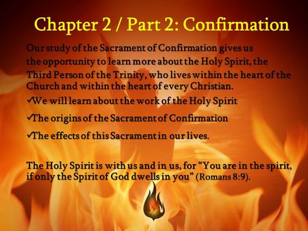 Chapter 2 / Part 2: Confirmation