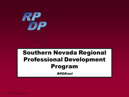 RP DP Southern Nevada Regional Professional Development Program