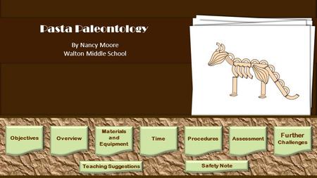 Pasta Paleontology By Nancy Moore Walton Middle School Further