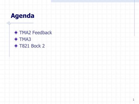 1 Agenda TMA2 Feedback TMA3 T821 Bock 2. 2 Packet Switching.