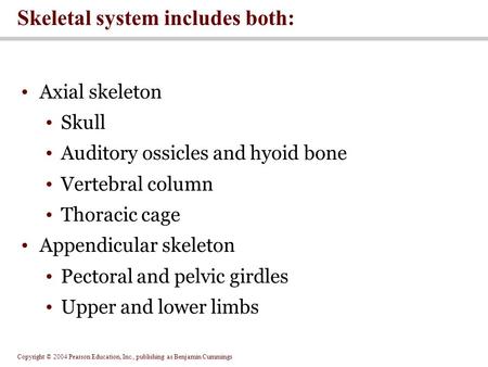Skeletal system includes both: