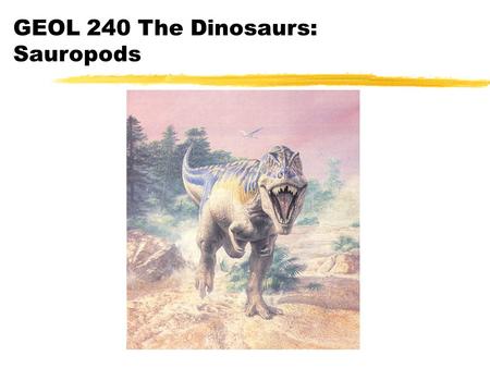 GEOL 240 The Dinosaurs: Sauropods