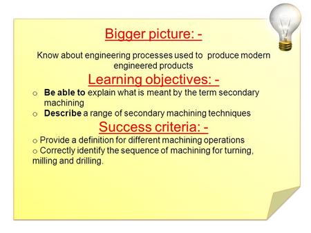 Learning objectives: -