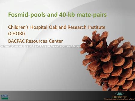 Fosmid-pools and 40-kb mate-pairs Children’s Hospital Oakland Research Institute (CHORI) BACPAC Resources Center.