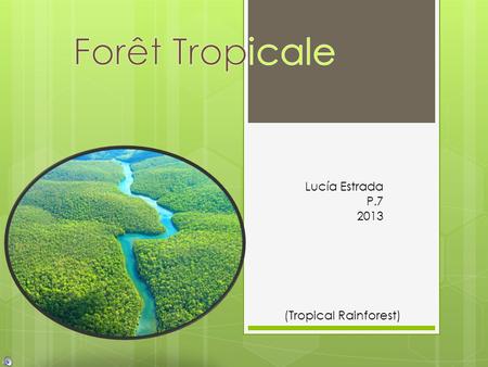 Lucía Estrada P.7 2013 (Tropical Rainforest) The best place after Earth… The newly-found planet Fôret Tropicale, is the best option for you and your.