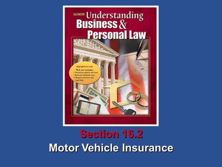 Motor Vehicle Insurance Section 16.2. Understanding Business and Personal Law Motor Vehicle Insurance Section 16.2 Owning a Vehicle What You’ll Learn.