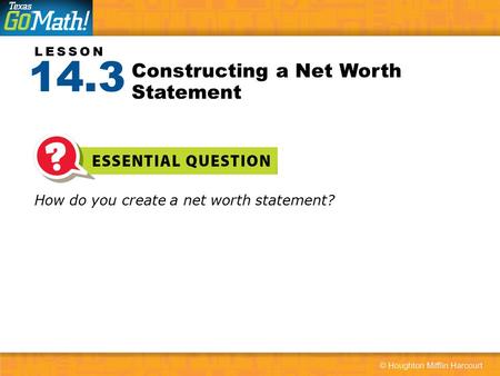 Constructing a Net Worth Statement