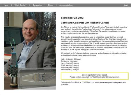 The PilcherFest Program Note from Jim Cronin On the retirement of Jim Picher: I had the good fortune in my early days at Princeton to become the PhD.