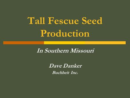 Tall Fescue Seed Production In Southern Missouri Dave Danker Buchheit Inc.