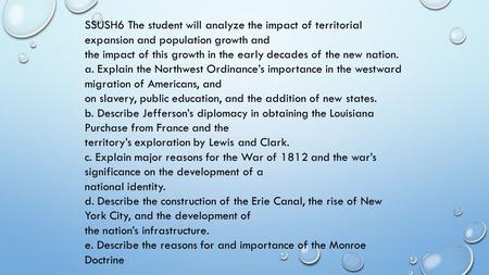 the impact of this growth in the early decades of the new nation.