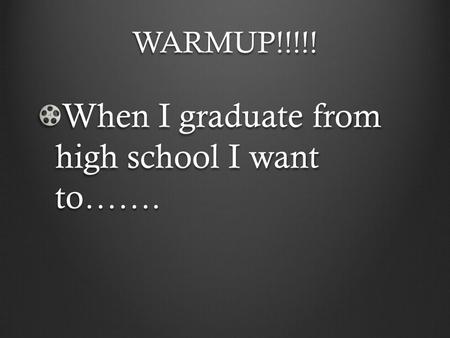 When I graduate from high school I want to…….