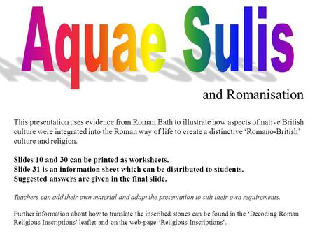 Aquae Sulis and Romanisation
