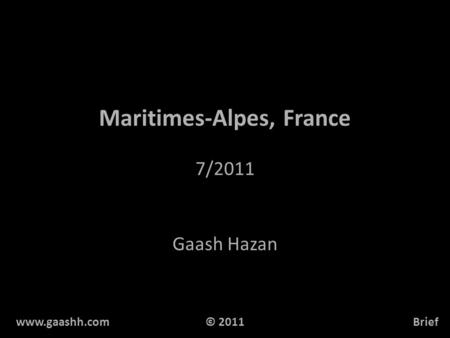 Maritimes-Alpes, France 7/2011 Gaash Hazan www.gaashh.comBrief© 2011.