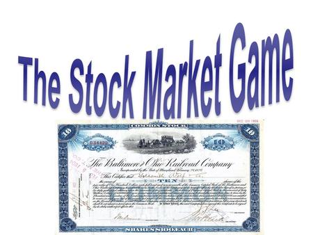 Directions for the Teacher Make copies for each student of the worksheet, “Stock Market Simulation”. Review the “Introduction to the Stock Market” on.
