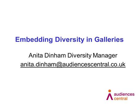 Embedding Diversity in Galleries Anita Dinham Diversity Manager