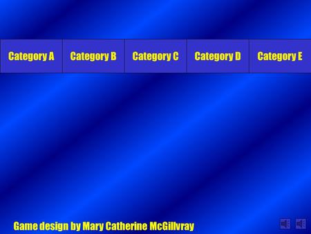 Category ACategory BCategory CCategory DCategory E Game design by Mary Catherine McGillvray.