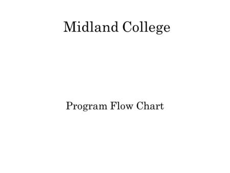 Midland College Program Flow Chart. Midland College Flow Chart Registration On line or on campus registration Orientation Goal setting Complete questionnaires.