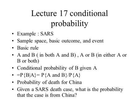Lecture 17 conditional probability