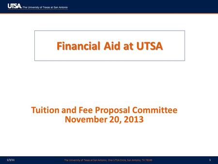 Tuition and Fee Proposal Committee November 20, 2013