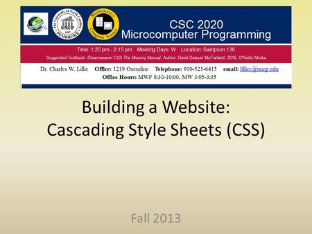 Building a Website: Cascading Style Sheets (CSS) Fall 2013.