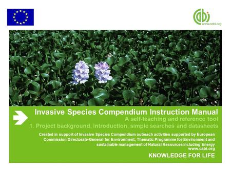 Www.cabi.org KNOWLEDGE FOR LIFE Invasive Species Compendium Instruction Manual A self-teaching and reference tool 1. Project background, introduction,