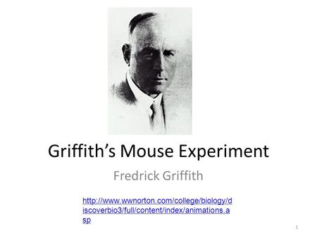 Griffith’s Mouse Experiment