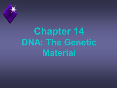 Chapter 14 DNA: The Genetic Material. Question? u Traits are inherited on chromosomes, but what in the chromosomes is the genetic material? u Two possibilities: