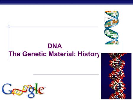 AP Biology 4/21/2015 DNA The Genetic Material: History.